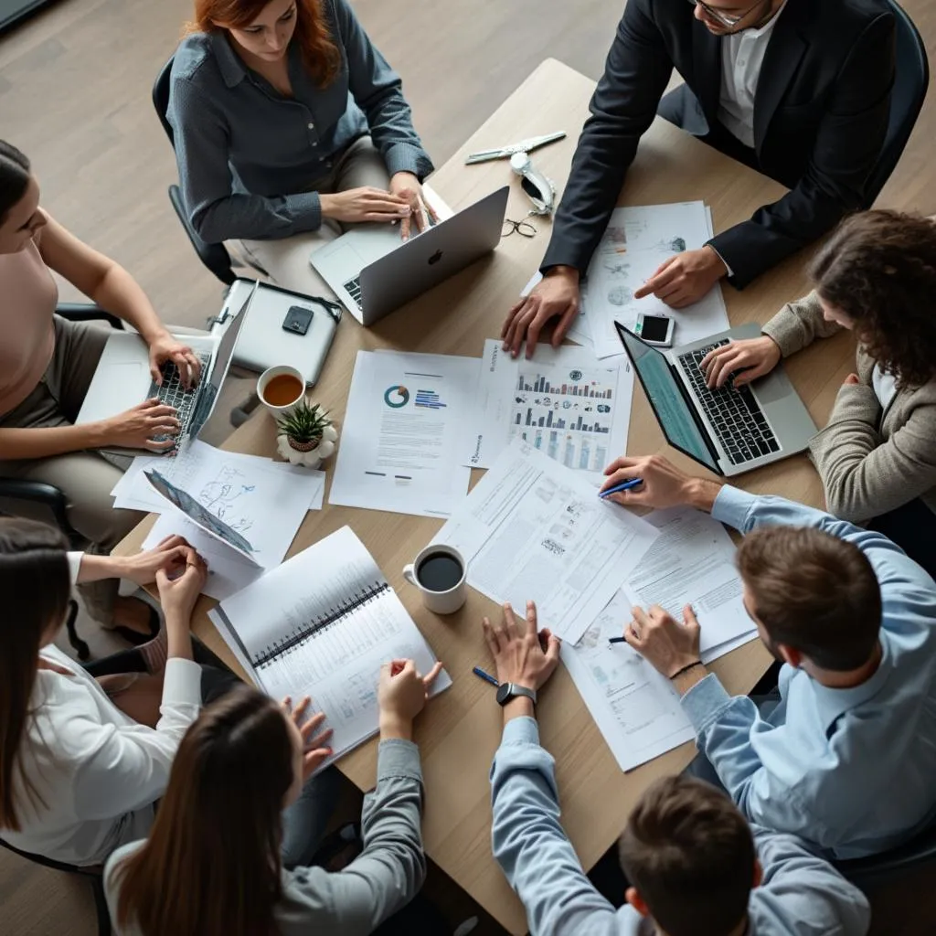 Equipo en sesión de planificación